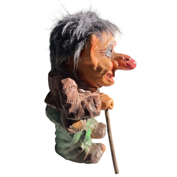 Vintage Erling Krage Troll Old Man Figurine With Cane Handcrafted Marked 63/601 - Picture 2 of 16